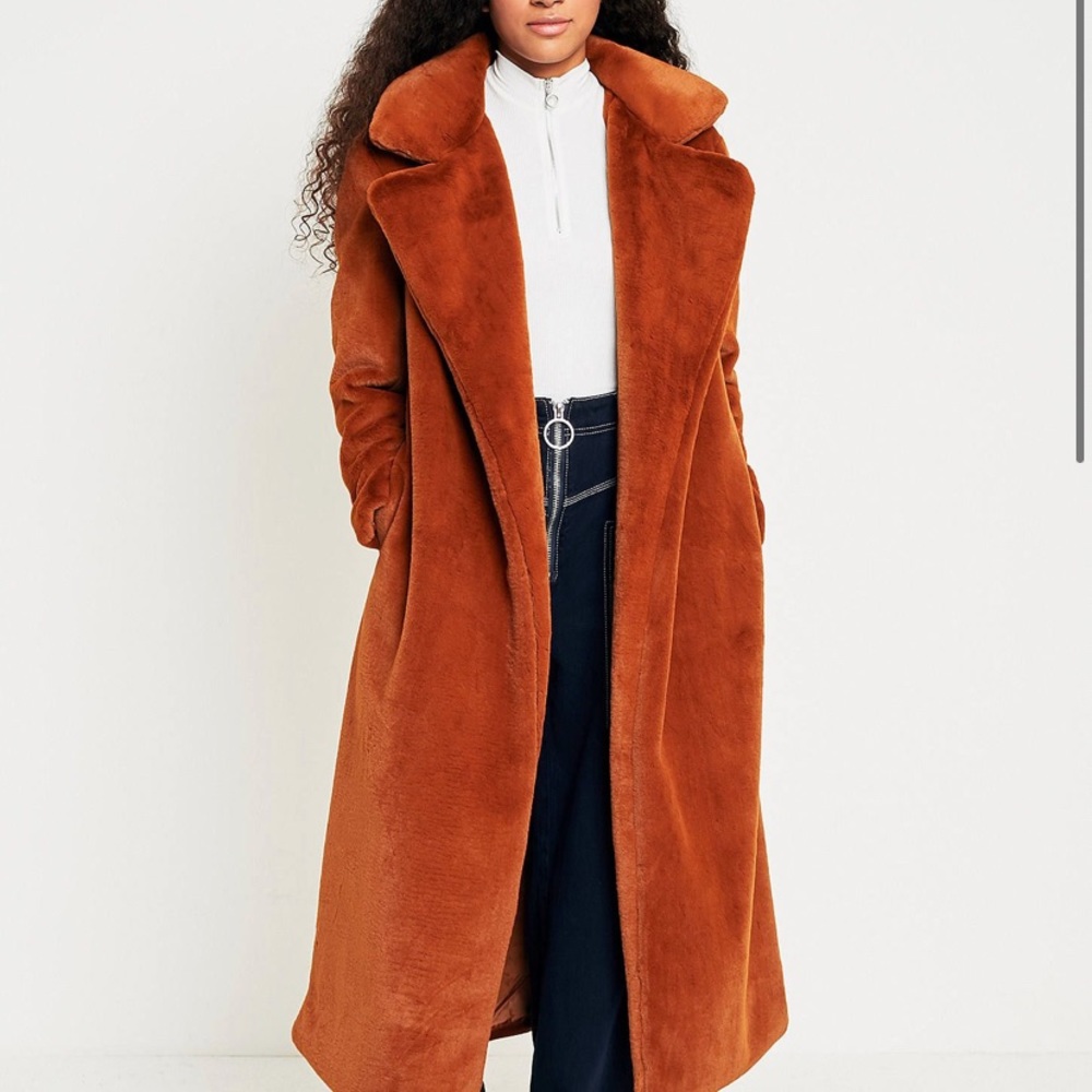 Light Before Dark faux fur maxi coat